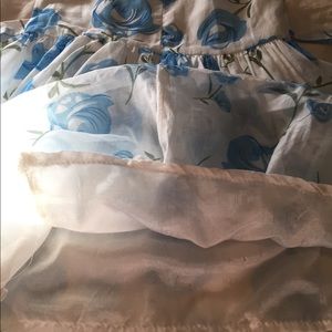 Girls formal spring summer dress with blue flowers